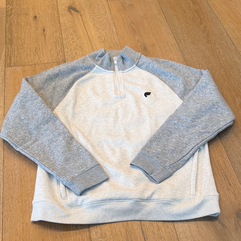 Gray and White Men's Quarter Zip Sweater
